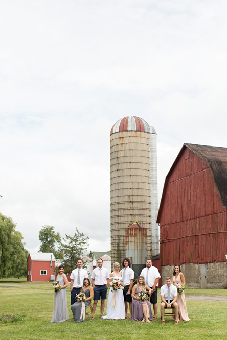 The top of the silo beside the red barn roof