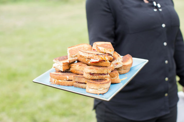 A tray of grilled sandwiches
