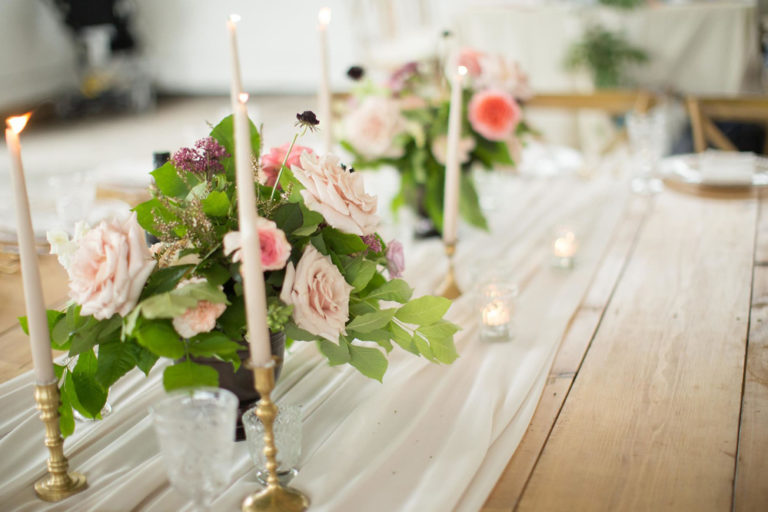 Flowers along the dinner table