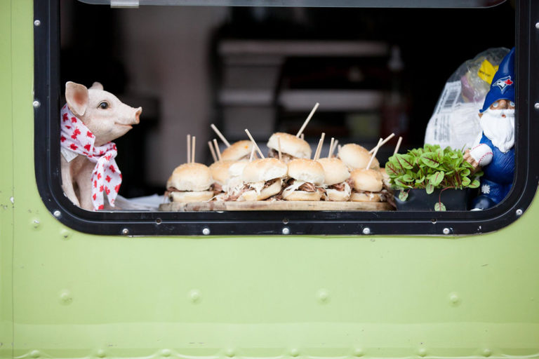 Sandwiches served from the food truck window